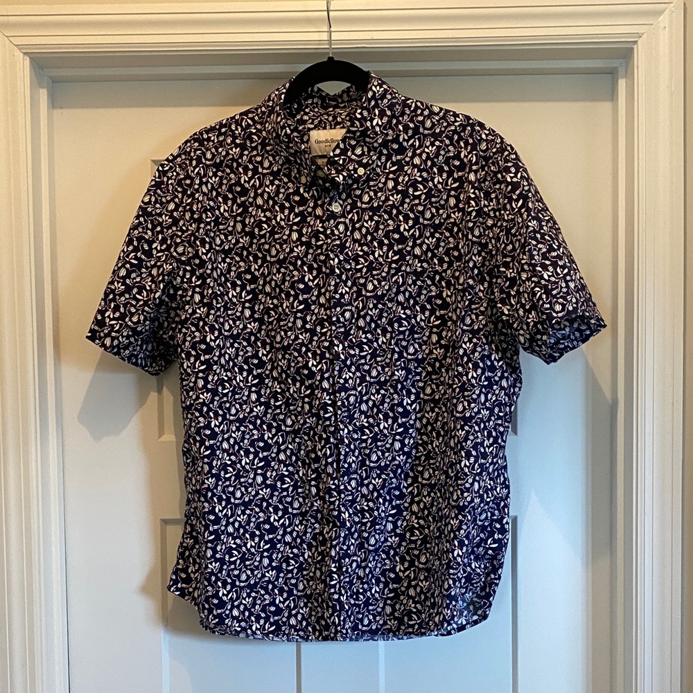 Men's Blue Floral Short Sleeve Shirt